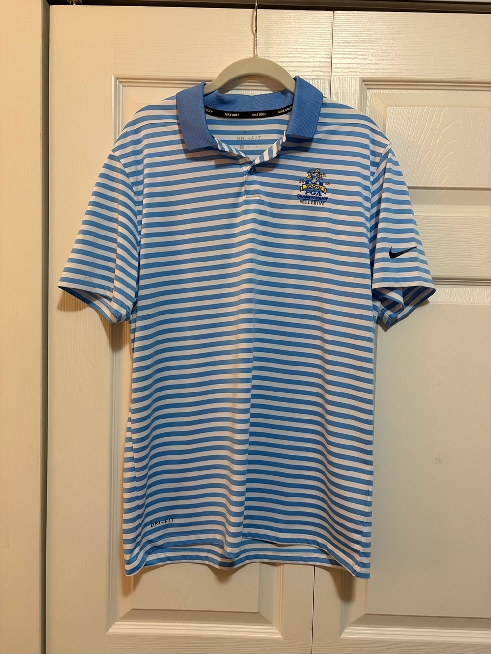 Nike Light Blue & White Striped 2018 PGA Championship Polo Shirt